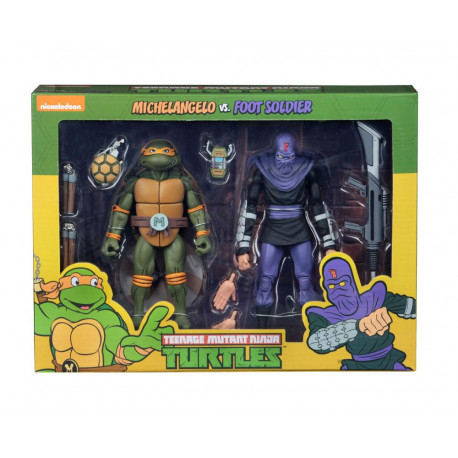 MICHELANGELO VS FOOT SOLDIER TEENAGE MUTANT NINJA TURTLE 2 PACK ACTION FIGURE