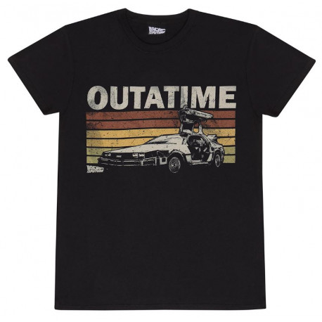 BACK TO THE FUTURE DOLOREAN 80 S STYLE OUTTA TIME T-SHIRT TAILLE S