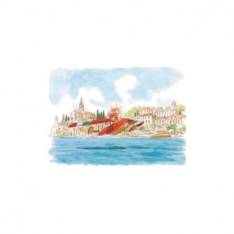 HYDRAVION PORCO ROSSO CARTE DE VOEUX AQUARELLE 24 X 15 CM