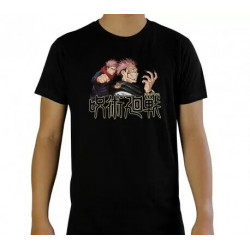 TSHIRT JUJUTSU KAISEN ITADORI ET SUKUNA NOIR TAILLE L