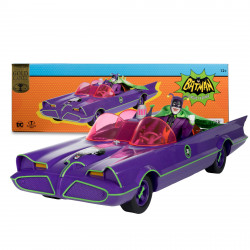 BATMOBIL WITH JOKER DC RETRO FIGURINE AVEC VOITURE BATMAN 66 GOLD LABEL 15 CM