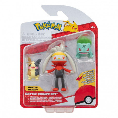 POKEMON PACK 3 FIGURINES BATTLE FIGURE SET MORPEKO BULBIZARRE LAPYRO 5 CM