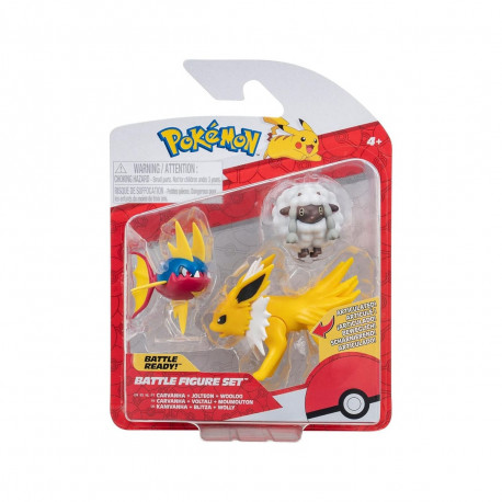 POKEMON PACK 3 FIGURINES SET MOUMOUTON CARVANHA ET VOLTALI