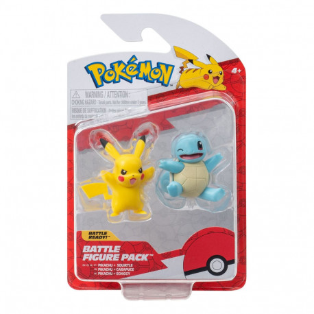 POKEMON PACK 2 FIGURINES BATTLE FIGURE FIRST PARTNER SET CARAPUCE PIKACHU