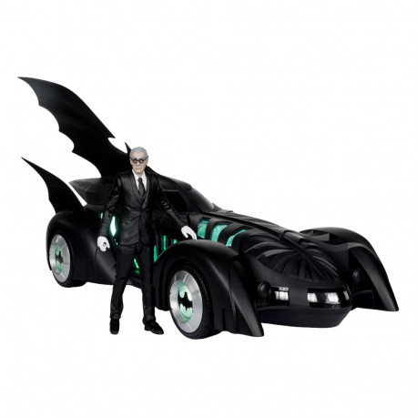 BATMAN FOREVER DC MULTIVERSE ALFRED PENNYWORTH ET BATMOBILE GOL LABEL 79 CM