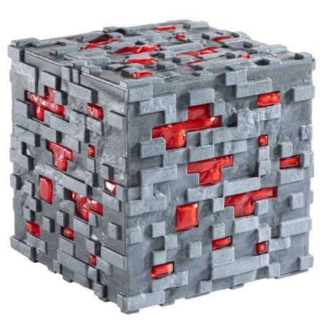 ILLUMINATING REDSTONE ORE CUBE MINECRAFT REPLIQUE 10 CM