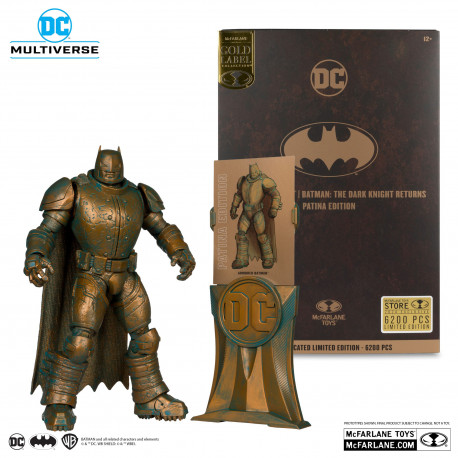 ARMORED BATMAN PATINA EDITION DC MULTIVERSE FIGURINE BATMAN THE DARK KNIGHT RETURNS GOLD LABEL 18 CM