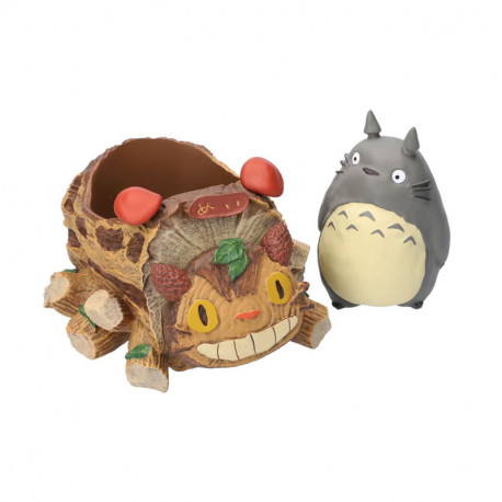 PLANTER TOTORO GRIS ET WAGON CHATBUS MON VOISIN TOTORO